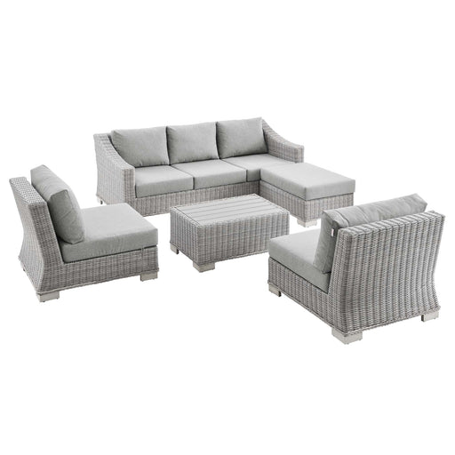 Conway 5-Piece Outdoor Patio Wicker Rattan Furniture Set by Modway - angle view