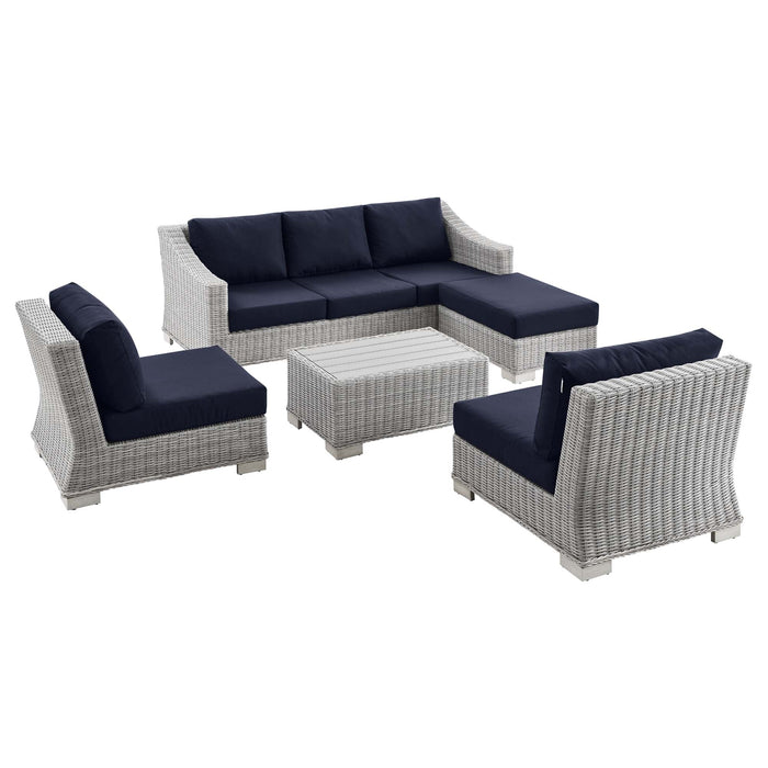 Conway 5-Piece Outdoor Patio Wicker Rattan Furniture Set outdoor patio furniture set angle view