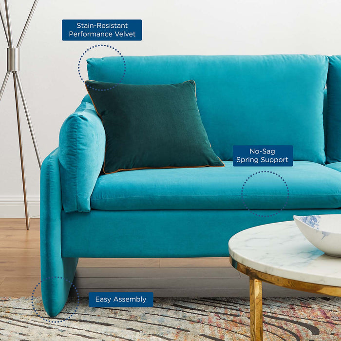 Indicate Performance Velvet Sofa - Modern Glam Design with Stain-Resistant Fabric & Plush Comfort