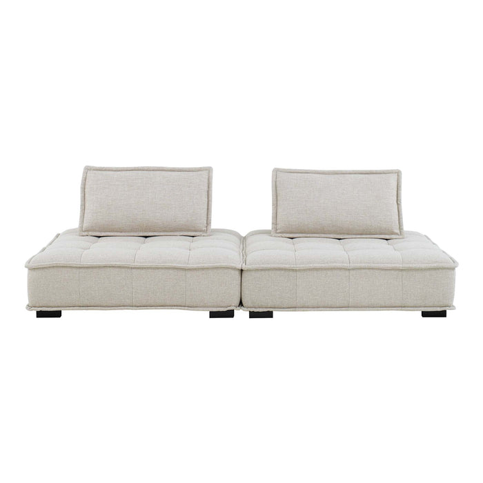 Modway Saunter 2-Piece Tufted Loveseat - Stylish Comfort with Soft Upholstery & Removable Bolster Pillow - Side View