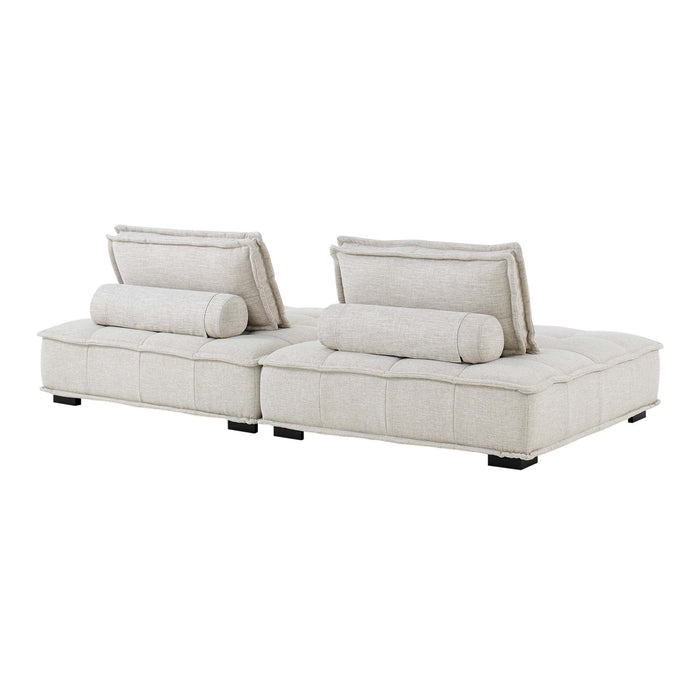 Modway Saunter 2-Piece Tufted Loveseat - Stylish Comfort with Soft Upholstery & Removable Bolster Pillow - Detail View