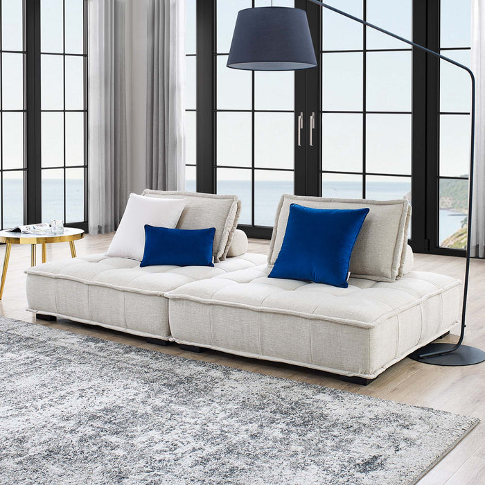 Modway Saunter 2-Piece Tufted Loveseat - Stylish Comfort with Soft Upholstery & Removable Bolster Pillow - Close-Up