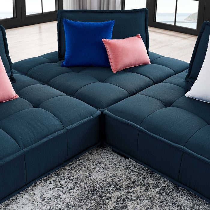 Saunter 3-Piece Tufted Fabric Fabric Sofa Azure