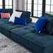 Saunter 3-Piece Tufted Fabric Fabric Sofa Azure