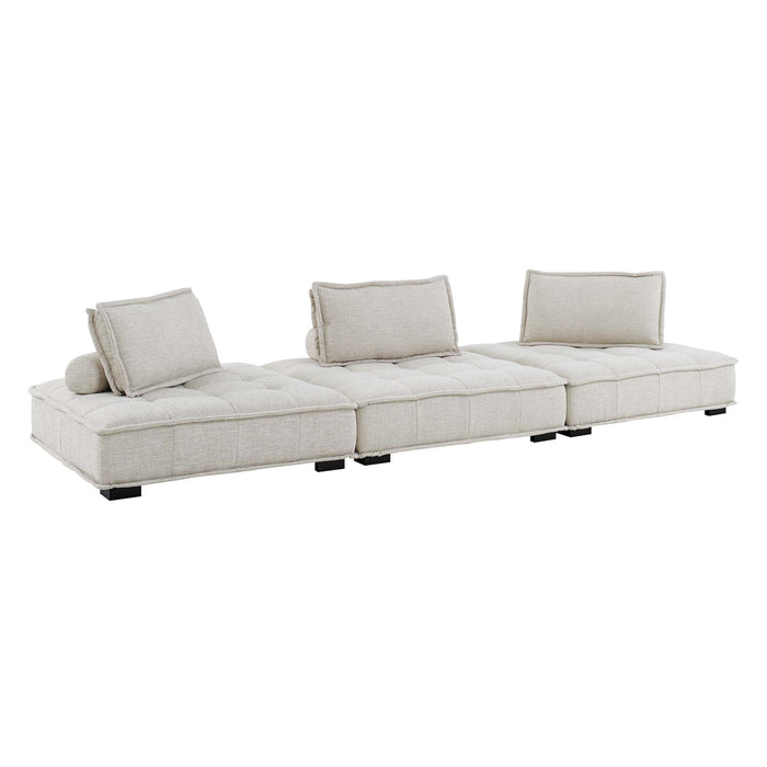 Saunter 3-Piece Tufted Fabric Fabric Sofa Beige