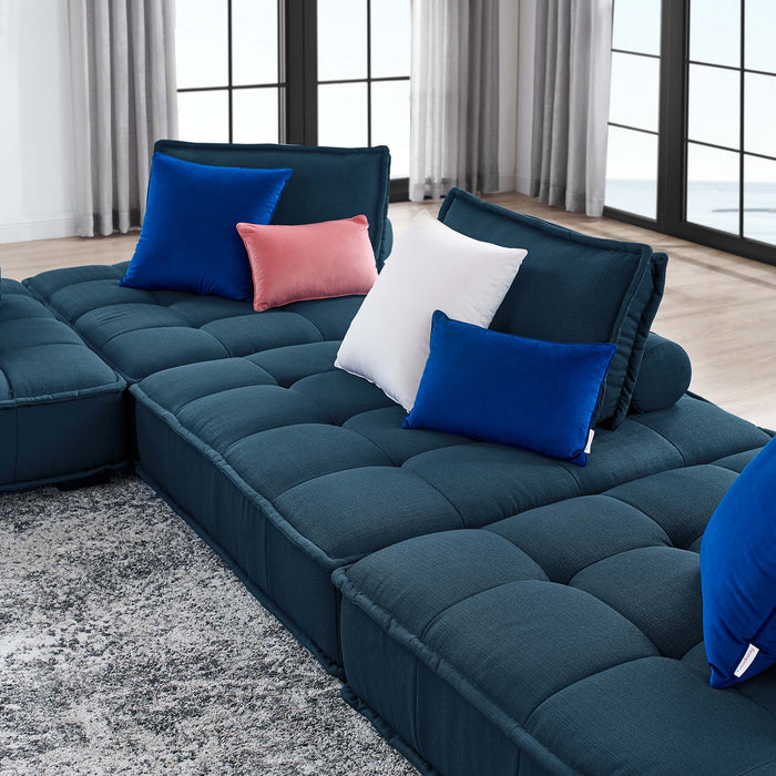 Saunter 4-Piece Tufted Fabric Fabric Sectional Sofa Azure