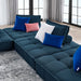 Saunter 4-Piece Tufted Fabric Fabric Sectional Sofa Azure