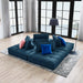 Saunter 4-Piece Tufted Fabric Fabric Sectional Sofa Azure