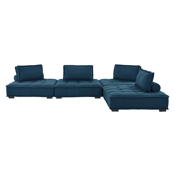 Saunter 4-Piece Tufted Fabric Fabric Sectional Sofa Azure