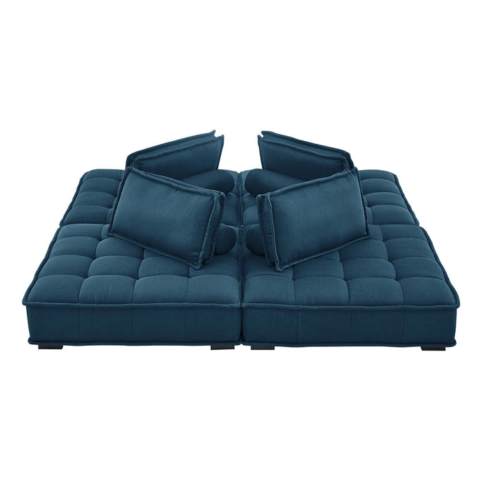 Saunter 4-Piece Tufted Fabric Fabric Sectional Sofa Azure