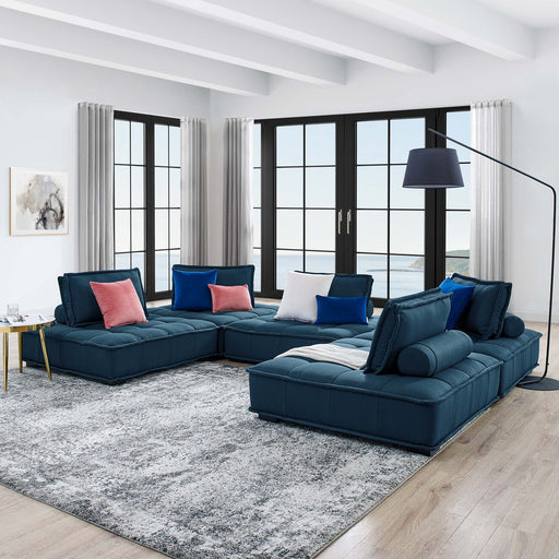 Saunter 5-Piece Tufted Fabric Fabric Sectional Sofa by Modway - front view
