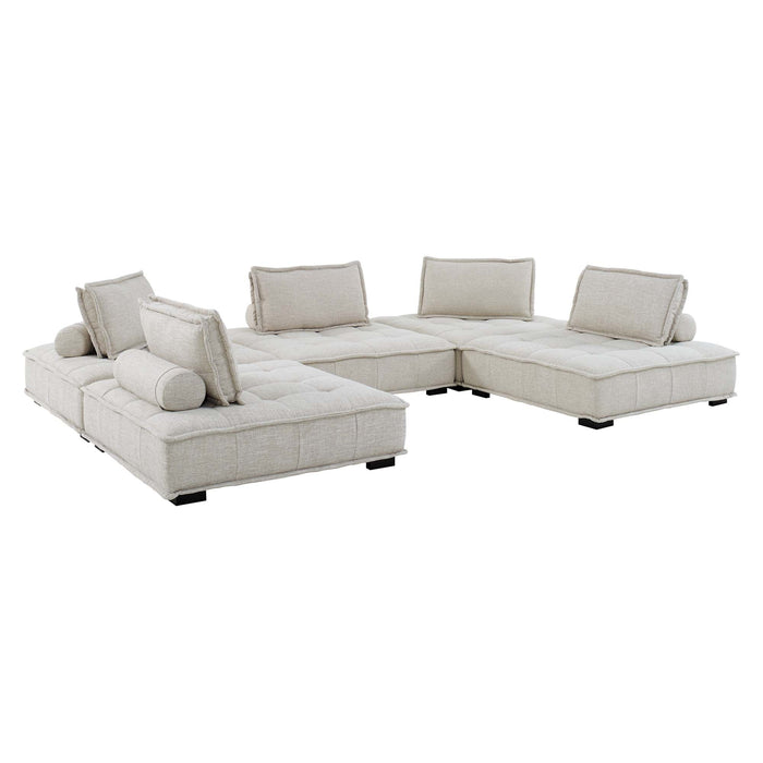 Saunter 5-Piece Tufted Fabric Fabric Sectional Sofa by Modway - interior view