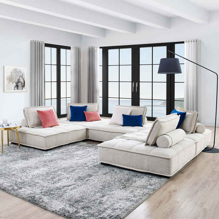 Saunter 5-Piece Tufted Fabric Fabric Sectional Sofa by Modway - top view
