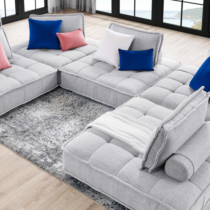 Saunter 5-Piece Tufted Fabric Fabric Sectional Sofa sectional sofa back view