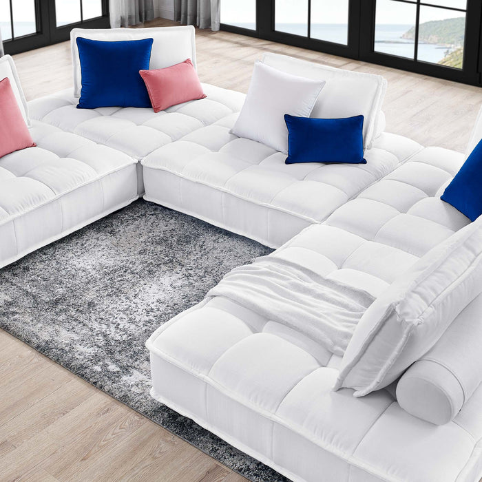 Saunter 5-Piece Tufted Fabric Fabric Sectional Sofa sectional sofa seating detail