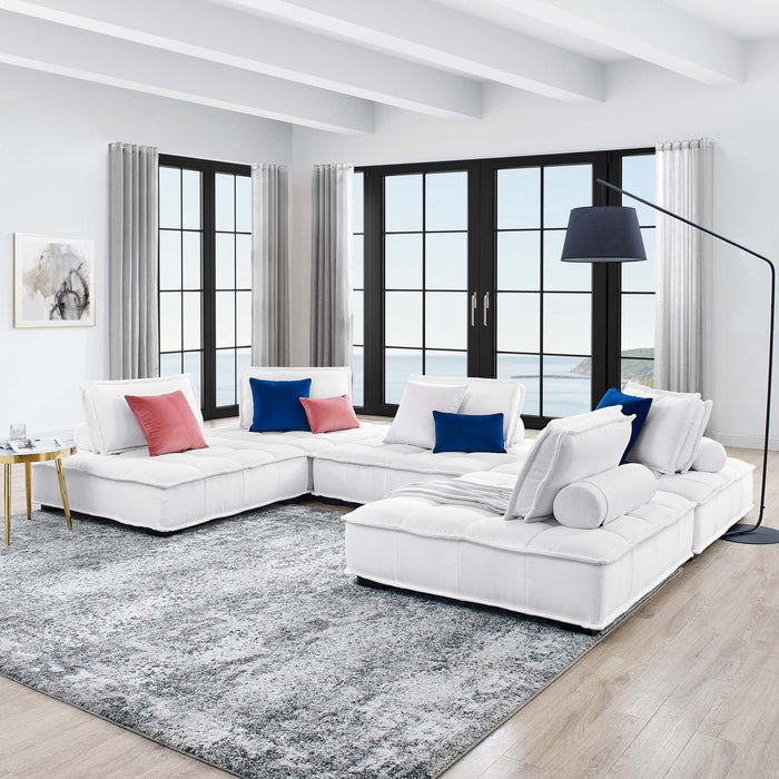 Saunter 5-Piece Tufted Fabric Fabric Sectional Sofa sectional sofa dimensions and measurements