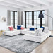 Saunter 5-Piece Tufted Fabric Fabric Sectional Sofa sectional sofa dimensions and measurements