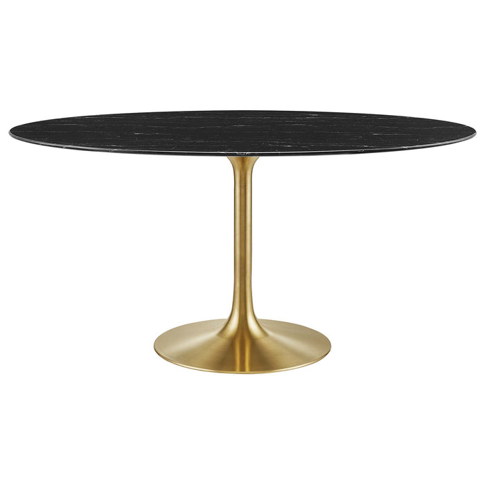 Lippa Oval Artificial Marble Dining Table