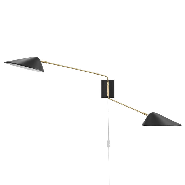 Modway Journey 2-Light Swing Arm Wall Sconce in Black - Side View