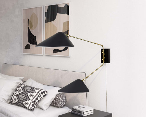 Modway Journey 2-Light Swing Arm Wall Sconce in Black