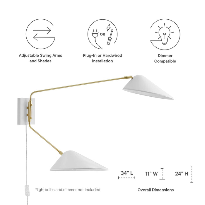 Modway Journey 2-Light Swing Arm Wall Sconce - View 12