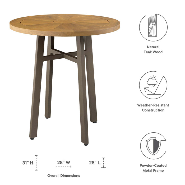 Meadow Outdoor Patio Teak Wood Dining Table - detail close-up