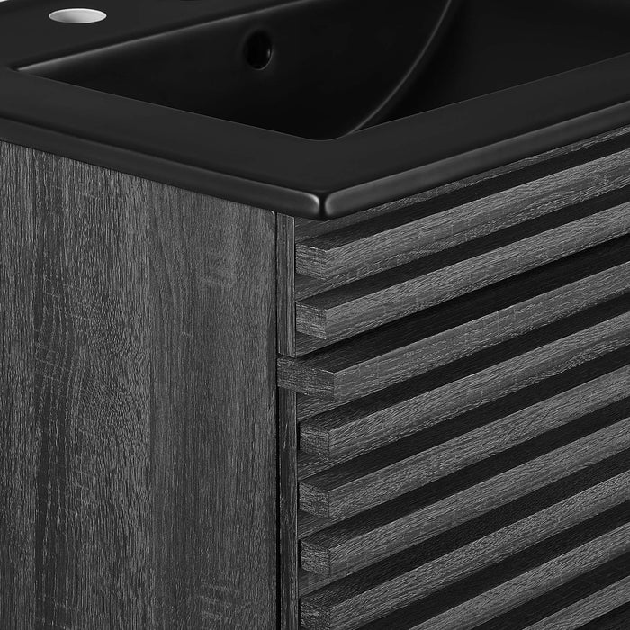 Render Wall-Mount Bathroom Vanity with Black Basin Included