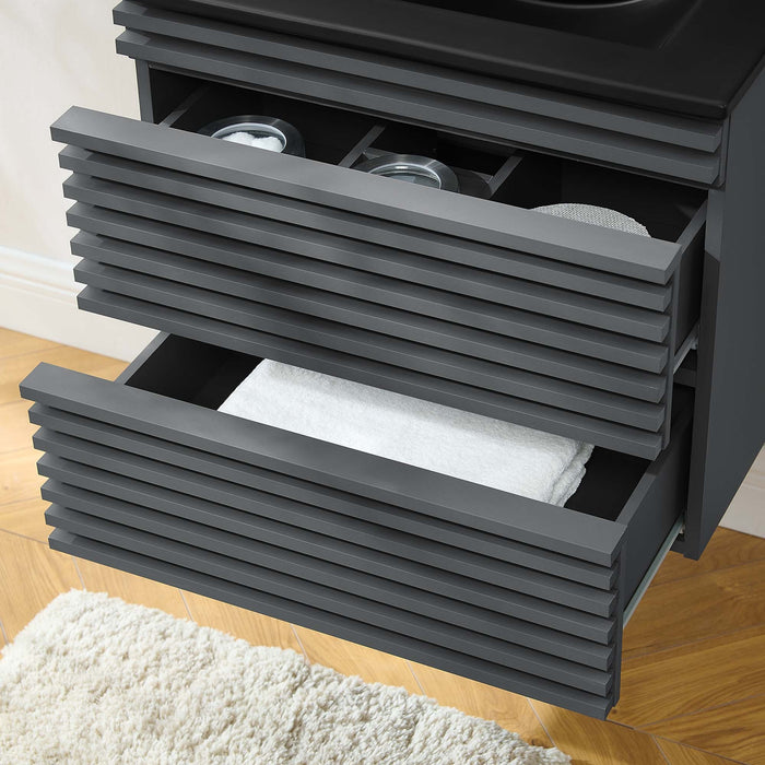 Render Wall-Mount Bathroom Vanity with Black Basin Included