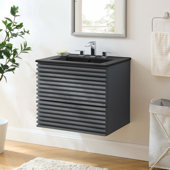 Render Wall-Mount Bathroom Vanity with Black Basin Included