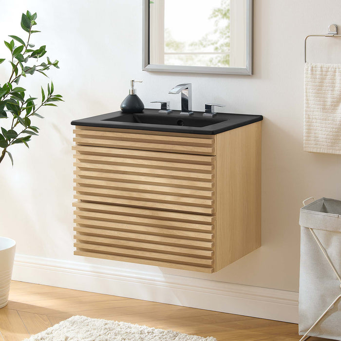 Render Wall-Mount Bathroom Vanity with Black Basin Included
