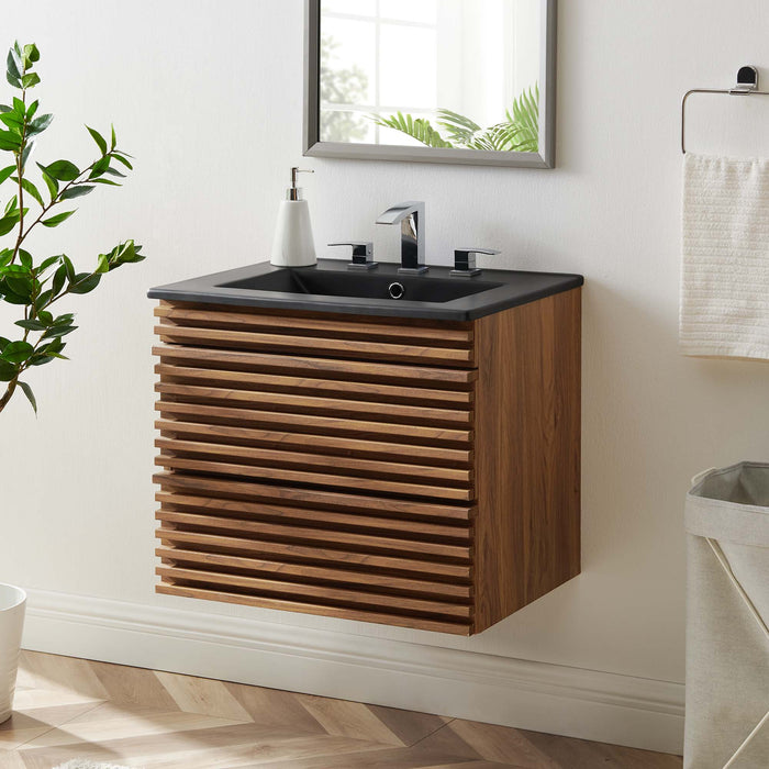 Render Wall-Mount Bathroom Vanity with Black Basin Included