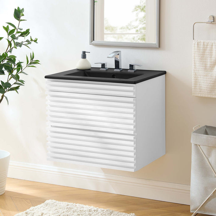 Render Wall-Mount Bathroom Vanity with Black Basin Included