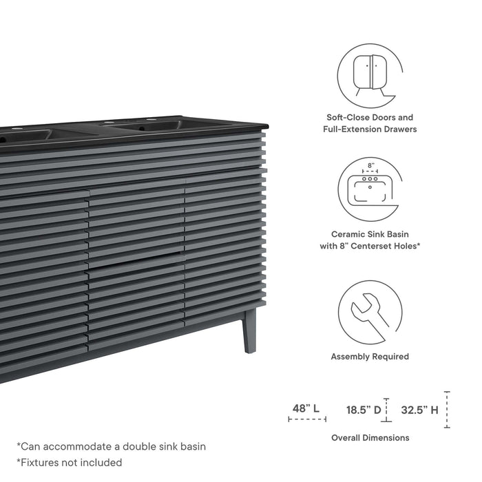 Render 48" Bathroom  Vanity with Black Basin Included