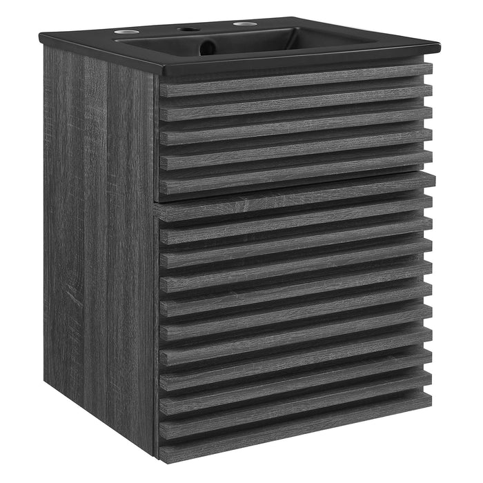 Render Wall-Mount Bathroom Vanity with Black Basin Included