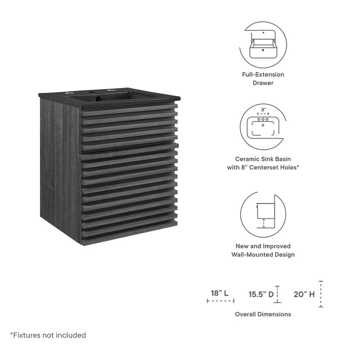 Render Wall-Mount Bathroom Vanity with Black Basin Included