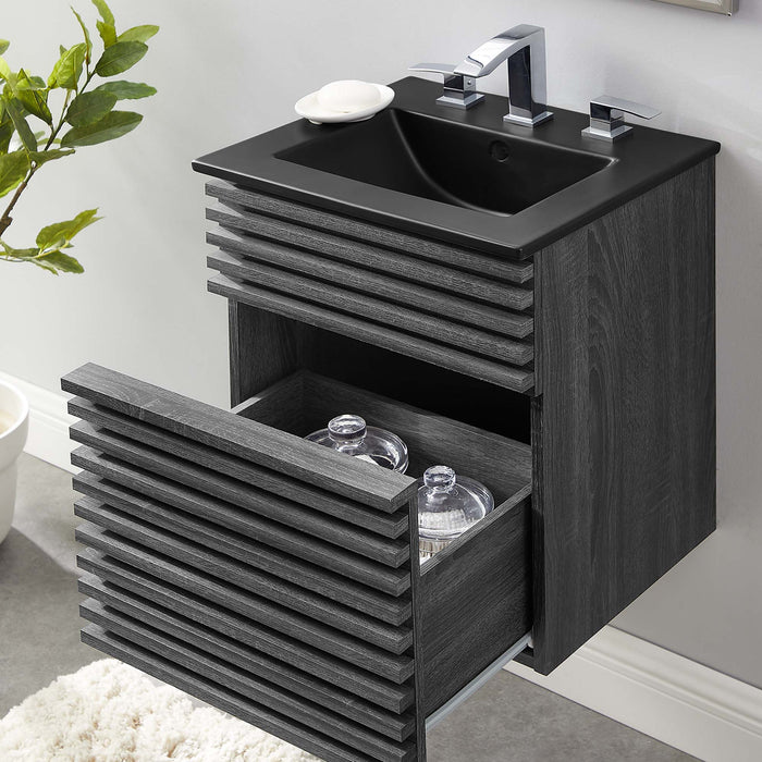 Render Wall-Mount Bathroom Vanity with Black Basin Included