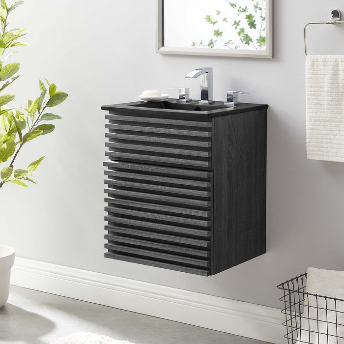 Render Wall-Mount Bathroom Vanity with Black Basin Included