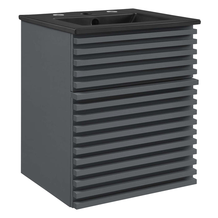 Render Wall-Mount Bathroom Vanity with Black Basin Included