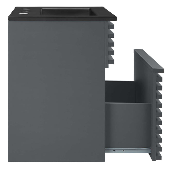 Render Wall-Mount Bathroom Vanity with Black Basin Included
