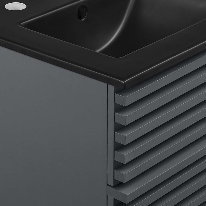 Render Wall-Mount Bathroom Vanity with Black Basin Included