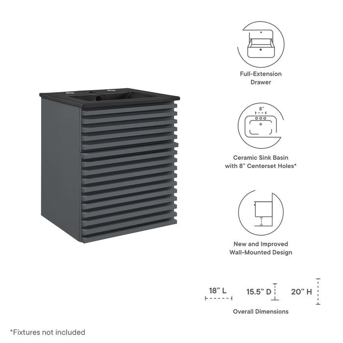 Render Wall-Mount Bathroom Vanity with Black Basin Included