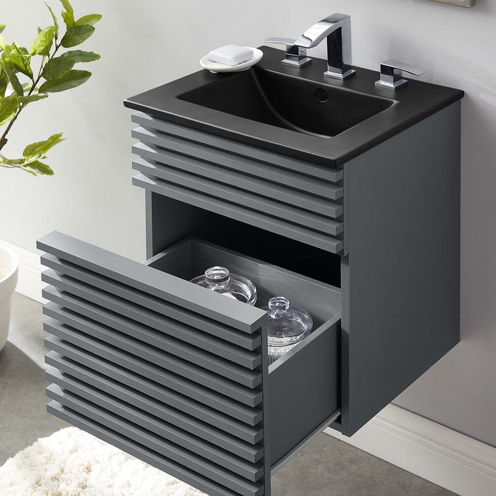 Render Wall-Mount Bathroom Vanity with Black Basin Included
