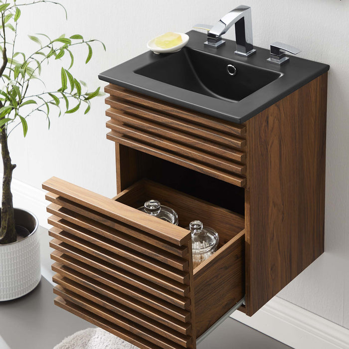 Render Wall-Mount Bathroom Vanity with Black Basin Included