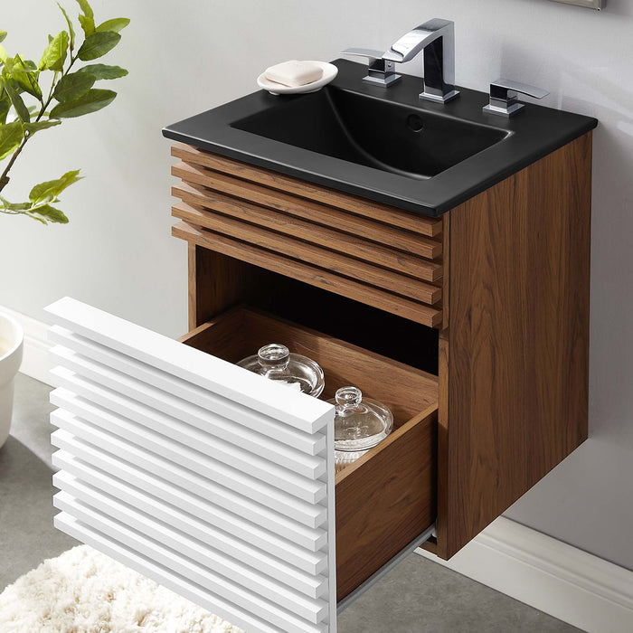 Render Wall-Mount Bathroom Vanity with Black Basin Included