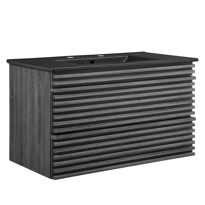 Render Wall-Mount Bathroom Vanity with Black Basin Included