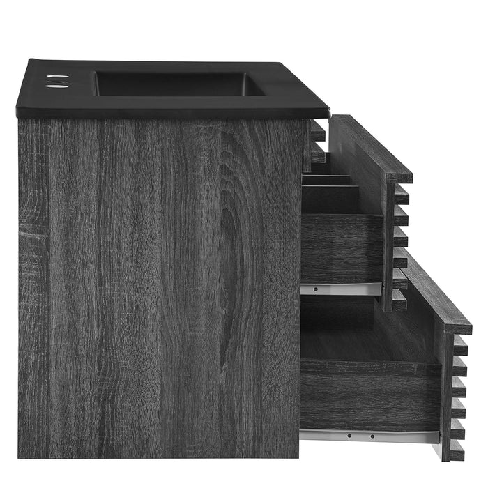 Render Wall-Mount Bathroom Vanity with Black Basin Included