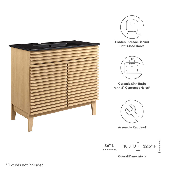 Render Bathroom Vanity with Black Basin Included