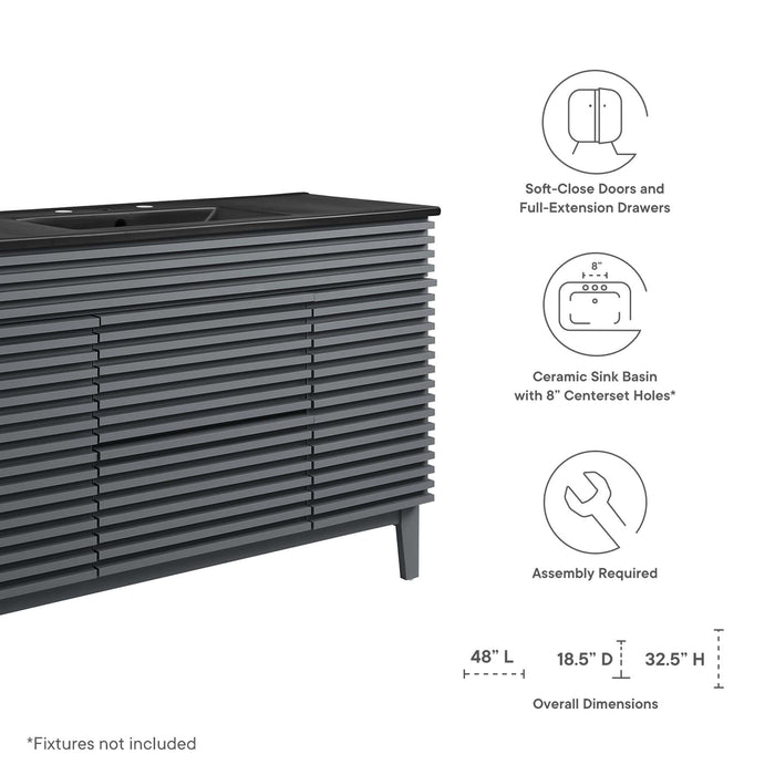 Render 48" Bathroom  Vanity with Black Basin Included