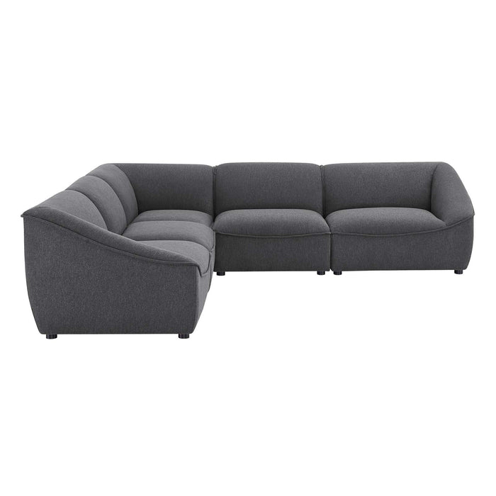 Comprise 5-Piece Sectional Sofa - Cozy Upholstered Comfort with Modular Design and Stylish Piping