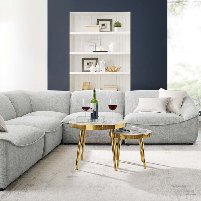 Comprise 5-Piece Sectional Sofa - Cozy Upholstered Comfort with Modular Design and Stylish Piping